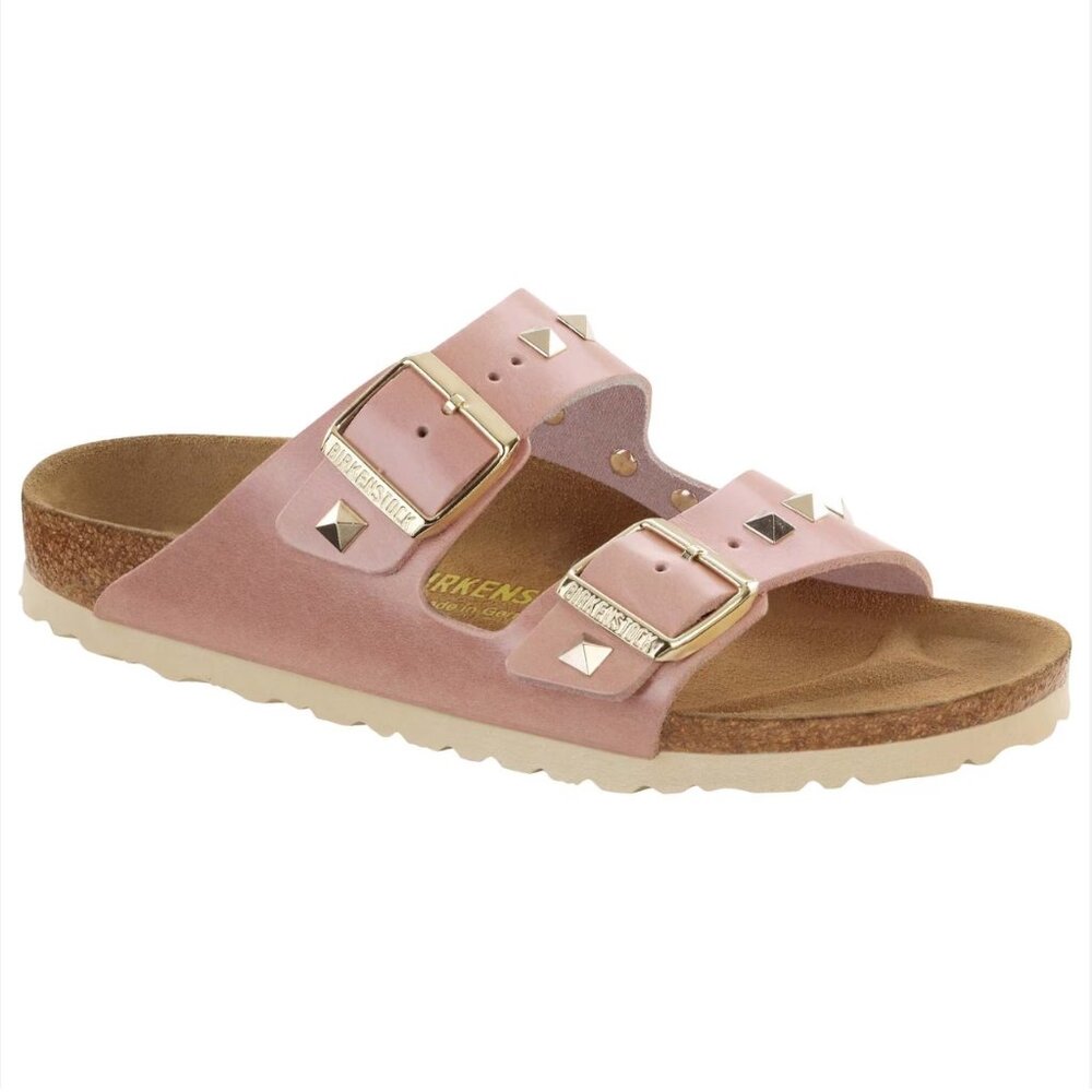 RARE Birkenstock Arizona rose reptile with gold studs